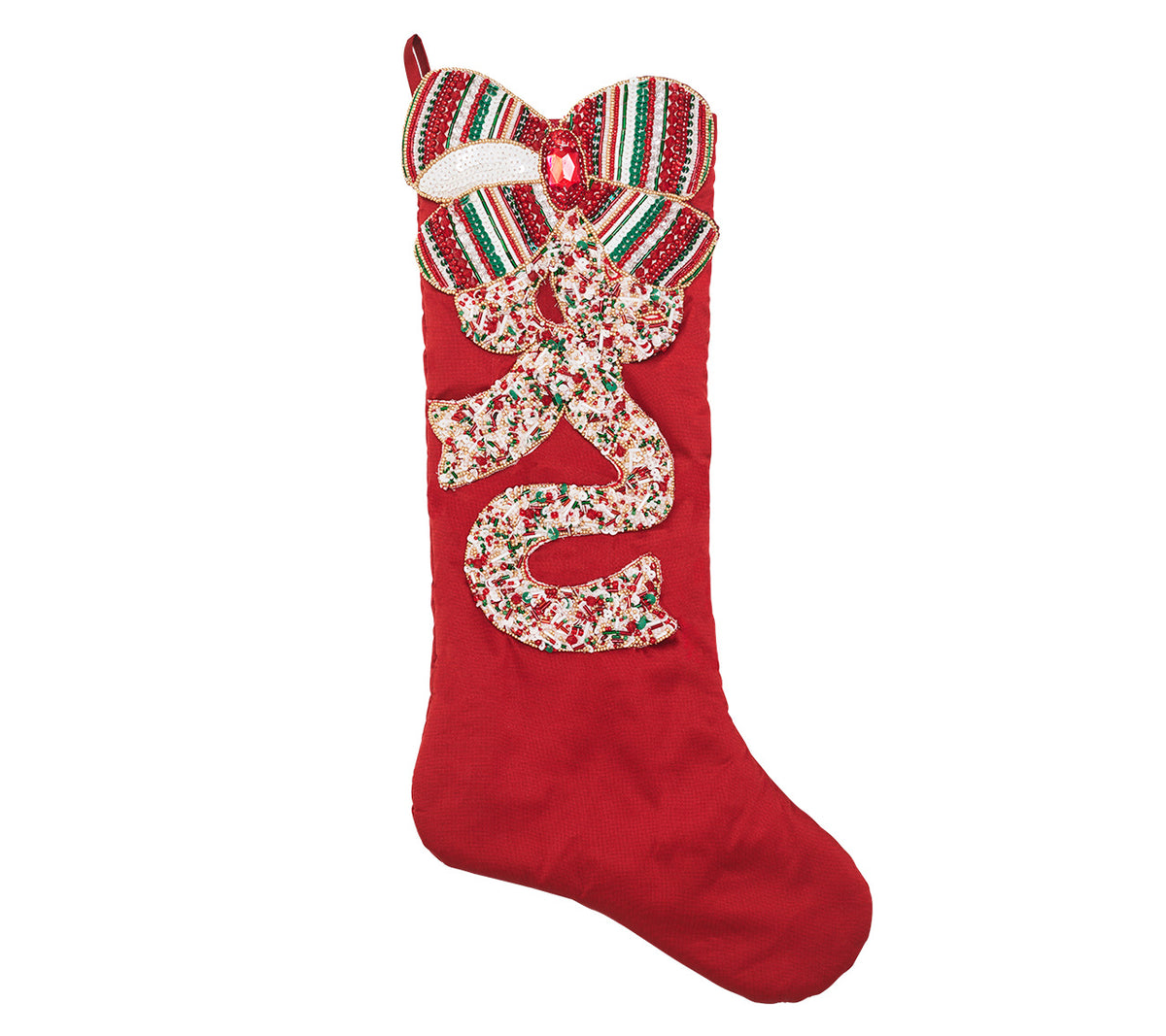 Merry Bow Stocking in Red, Green & Gold