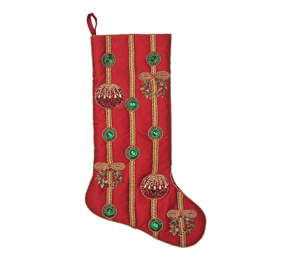 Jewel Garland Stocking in Red, Green and Gold