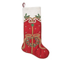 Jewel Wreath Stocking in Red, Green and Gold