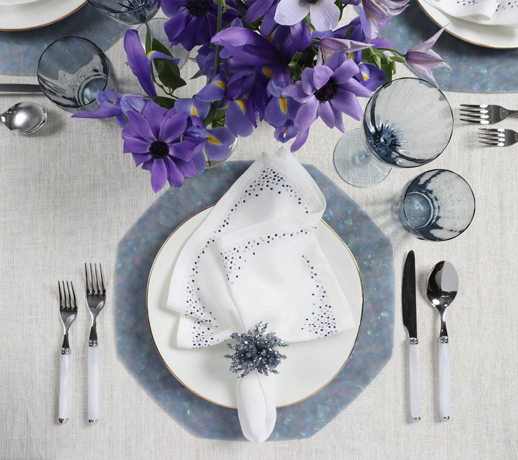 Kim Seybert, Inc.Brilliant Napkin Ring in Midnight & Silver, Set of 4Napkin Rings