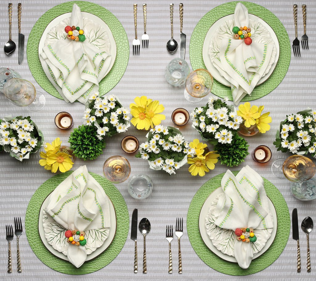 Filament Napkin in White, Yellow & Green, Set of 4