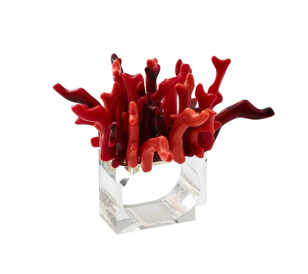 Amalfi Napkin Ring in Coral, Set of 4 in a Gift Box
