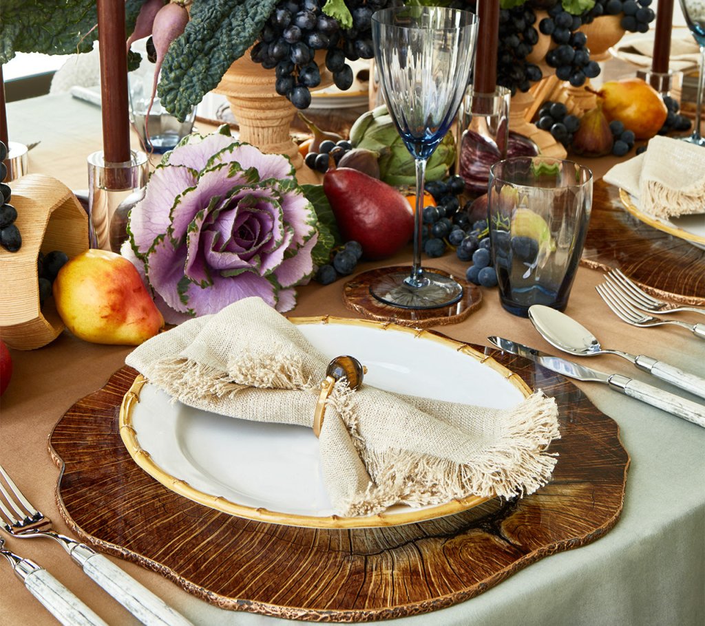 Mineral Napkin Ring in Brown, Set of 4