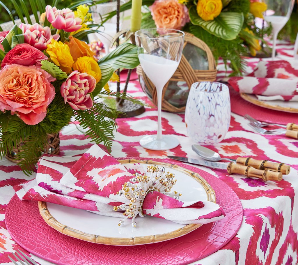 Kim Seybert, Inc.Watercolor Ikat Tablecloth in FuchsiaTablecloths