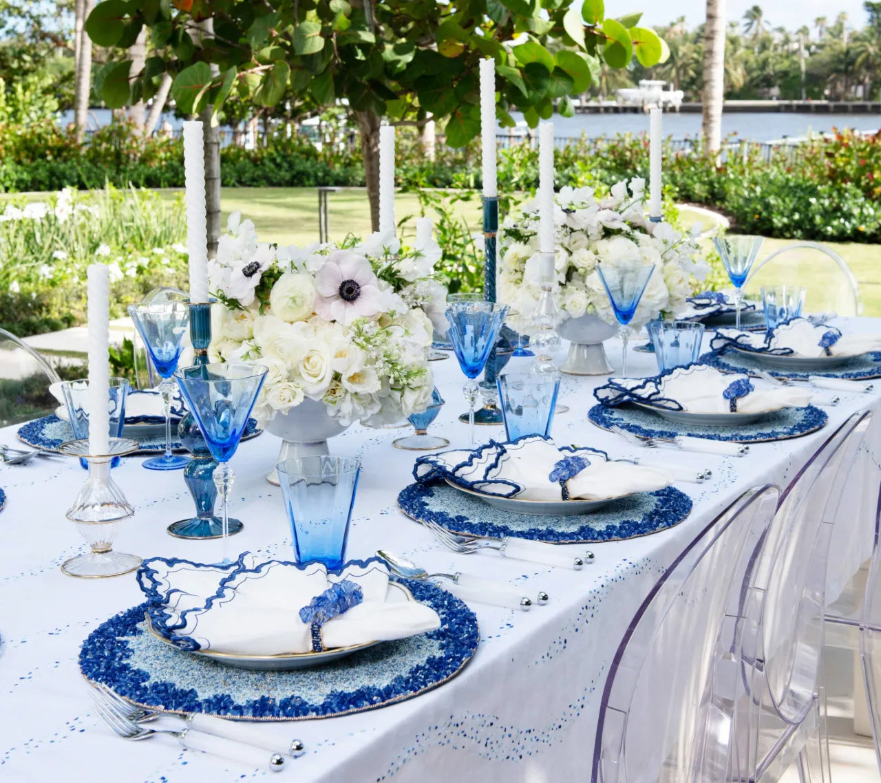 Lagoon Placemat in Navy & Blue, Set of 4