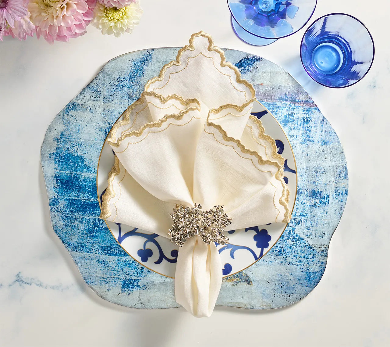 Lazul Placemat in Blue & Gray, Set of 4