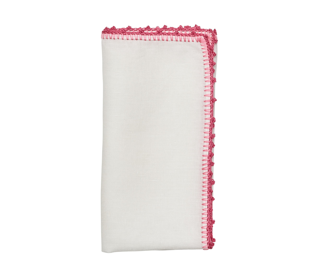 Sample: Knotted Edge Napkin in White, Pink & Blush