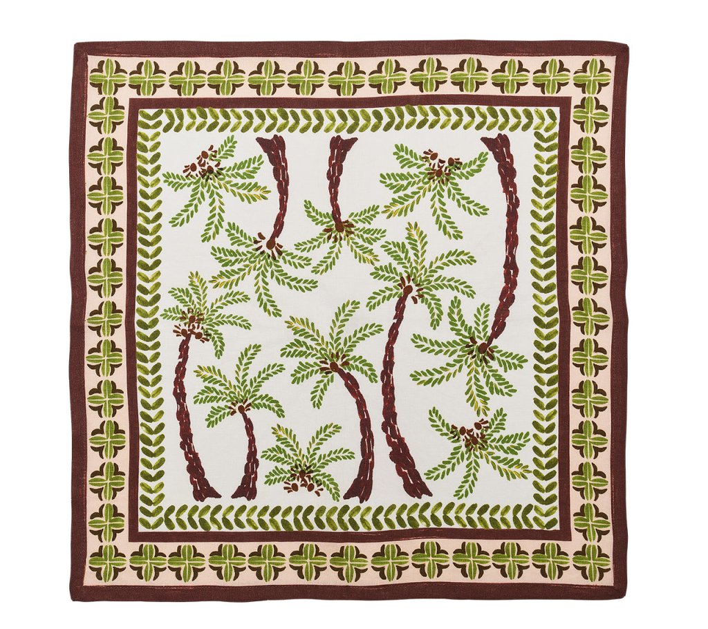 Oasis Napkin in Ivory, Green & Brown, Set of 4