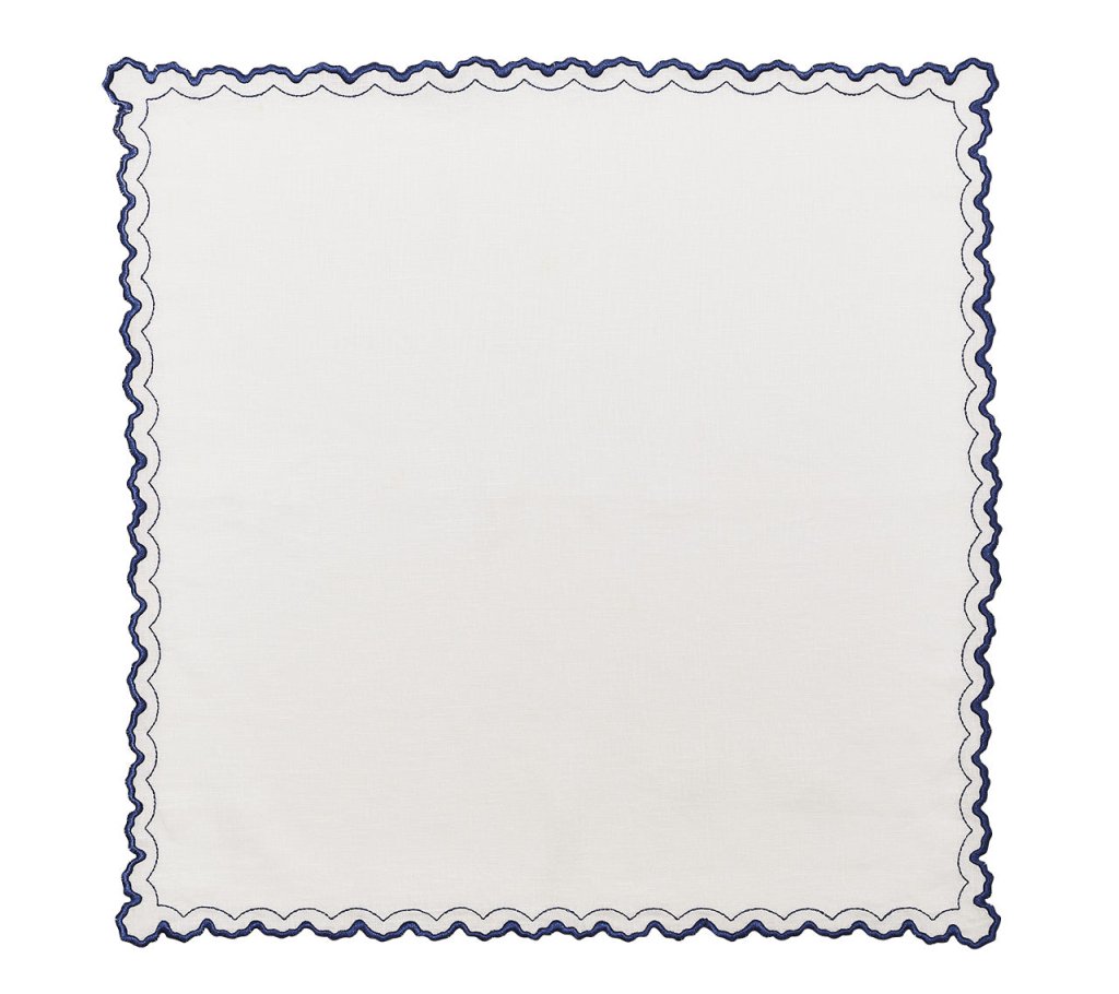Arches Napkin in White & Blue, Set of 4