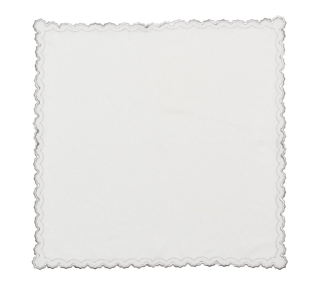 Arches Napkin in White & Silver, Set of 4
