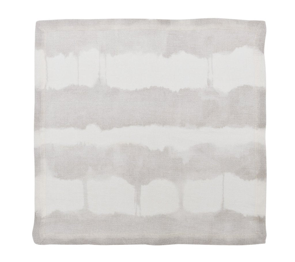 Watercolor Stripe Napkin in White & Gray, Set of 4