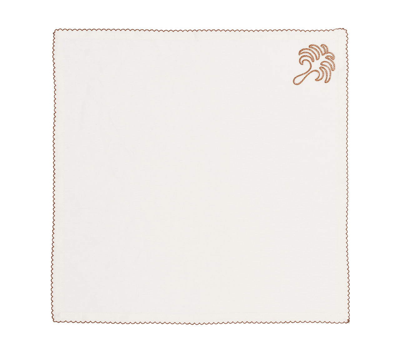 Royal Palm Napkin in White & Brown, Set of 4