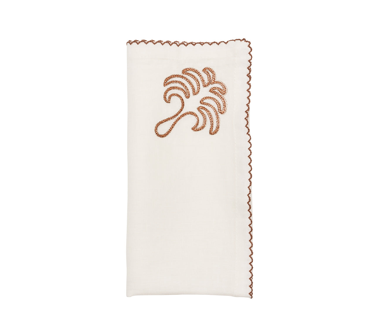 Royal Palm Napkin in White & Brown, Set of 4