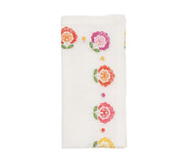 Carnation Napkin in White, Pink & Orange, Set of 4