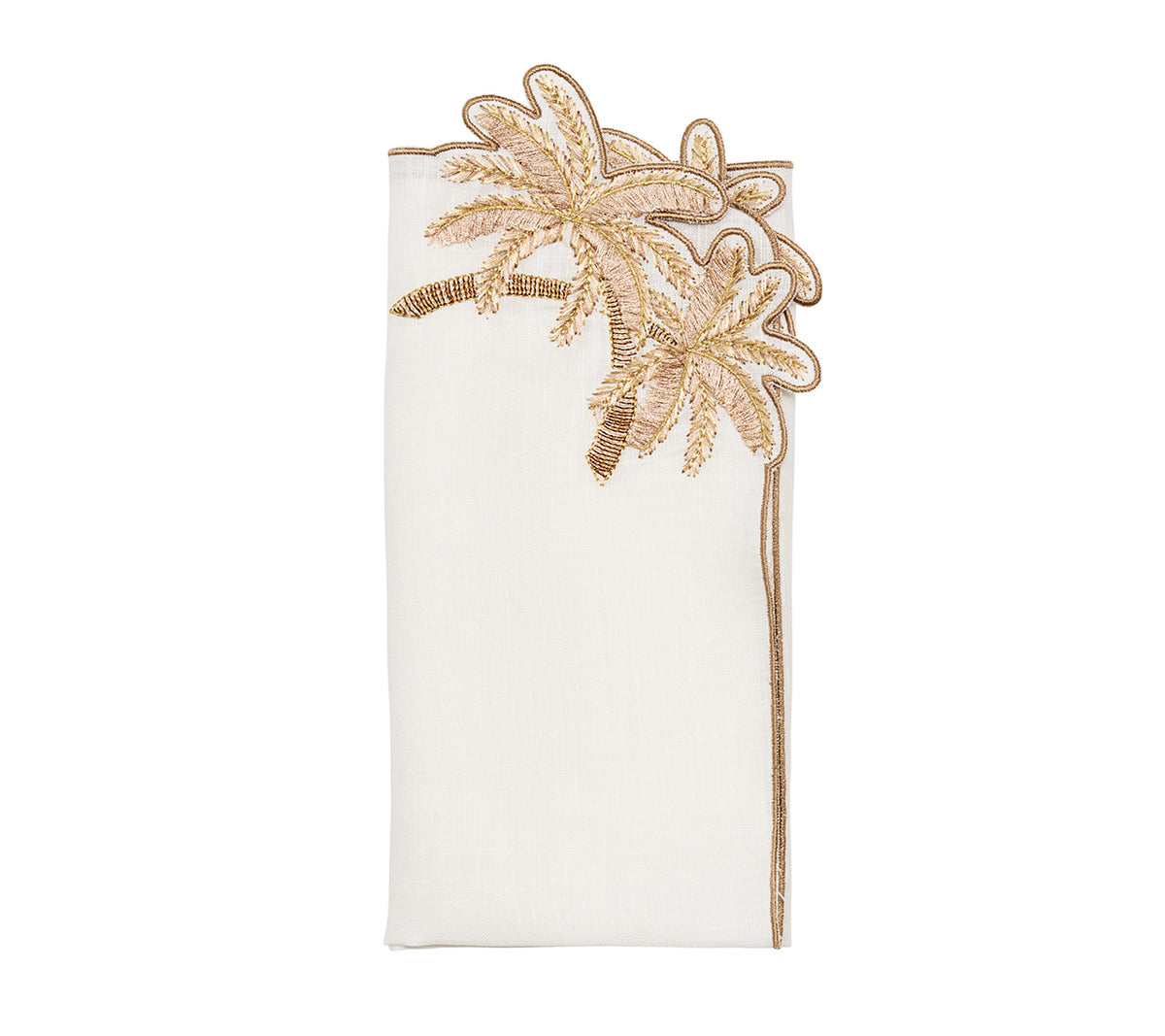 Palmera Napkin in White, Natural & Gold, Set of 4