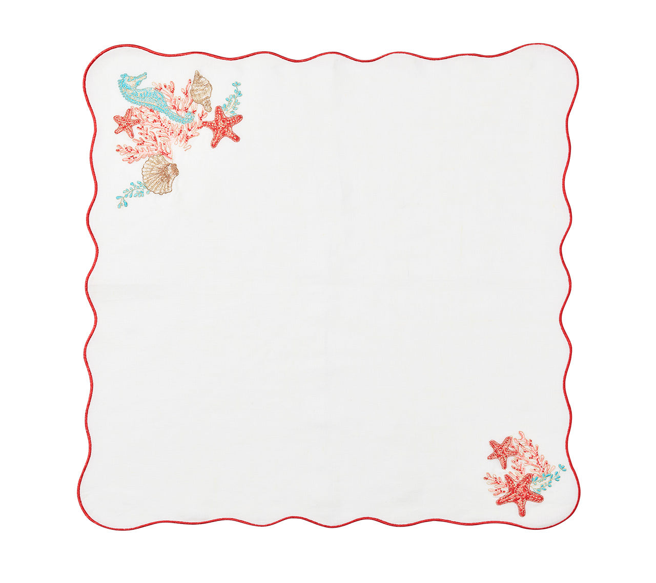 Marina Napkin in White & Multi, Set of 4