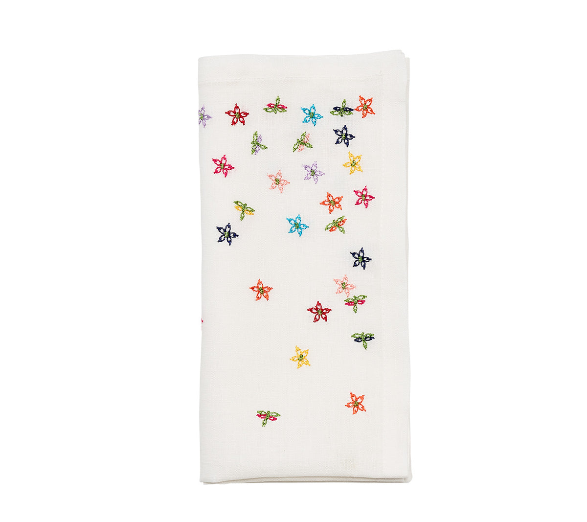 Wind Blown Napkin in White & Multi, Set of 4