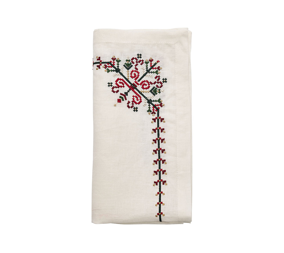 Sample: Yuletide Napkin in White & Multi