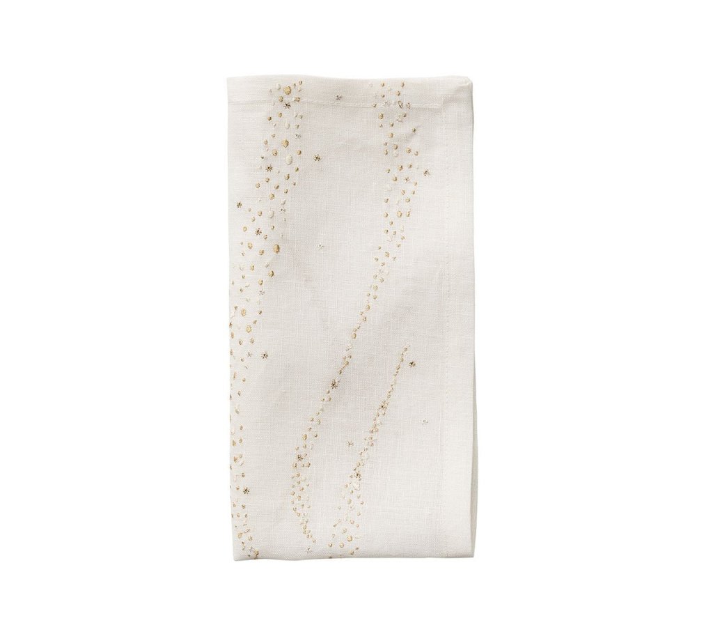 Kim Seybert, Inc.Star Spray Napkin in White & Gold & Silver, Set of 4Napkins
