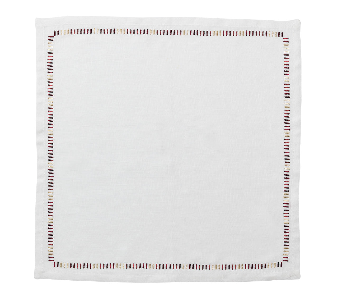 Harmonie Napkin in White, Red & Gold, Set of 4 in a Gift Box