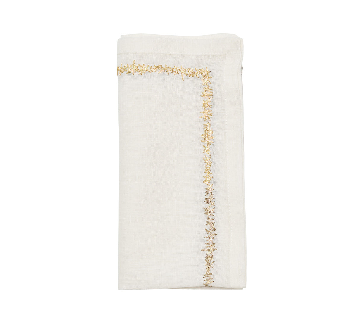 Aurelia Napkin in White, Gold & Silver, Set of 4