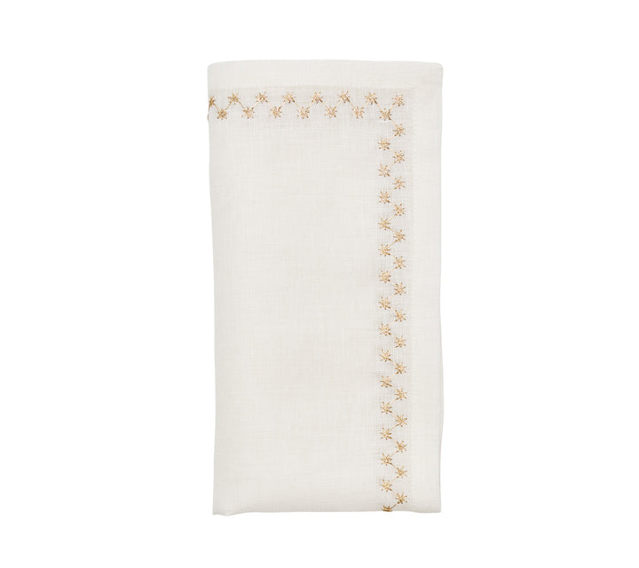 Starry Night Napkin in White & Gold, Set of 4