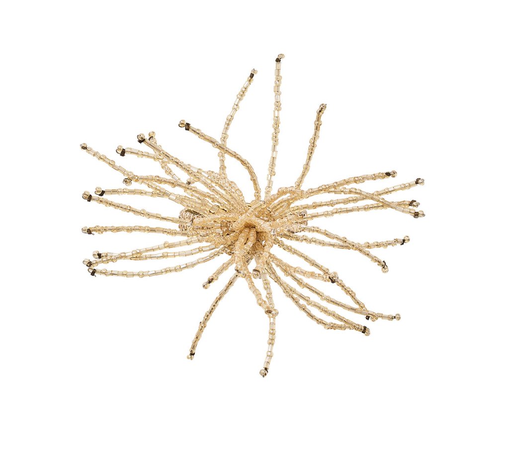 Spider Bead Burst Napkin Ring in Champagne, Set of 4