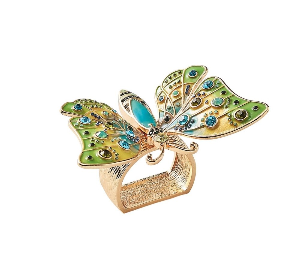 Kim Seybert, Inc.Arbor Napkin Ring in Blue & Green, Set of 4 in a Gift BoxNapkin Rings