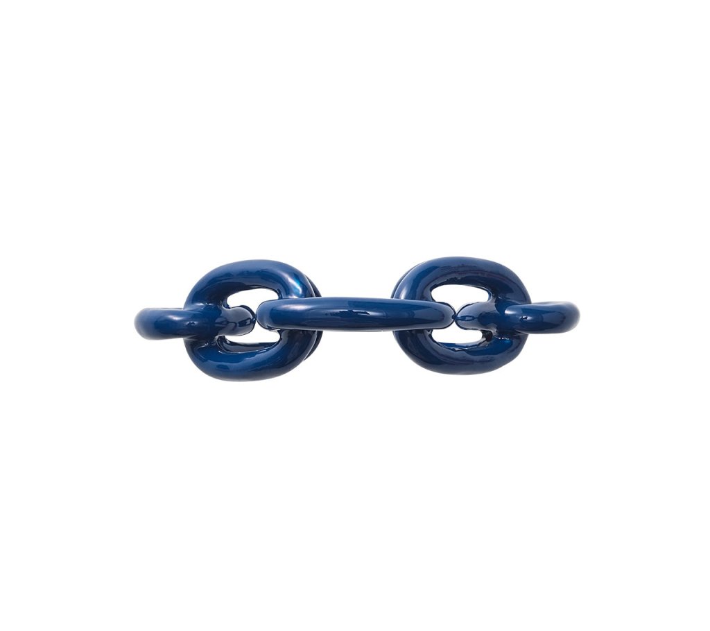 Enamel Chain Link Napkin Ring in Navy, Set of 4