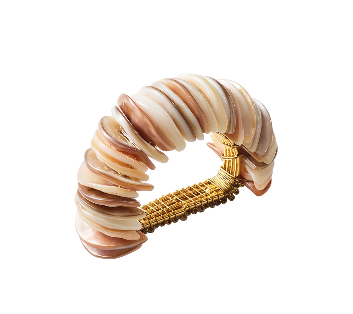 Shell Arc Napkin Ring in Natural & Ivory, Set of 4