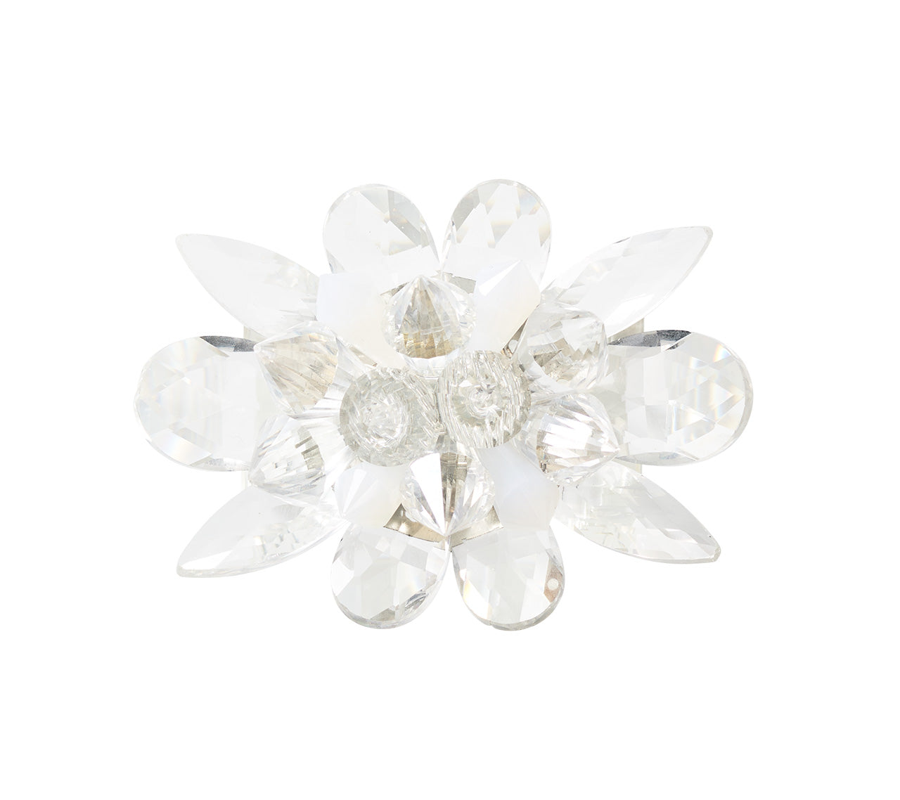 Spectra Napkin Ring in Clear & White, Set of 4 in a Gift Box