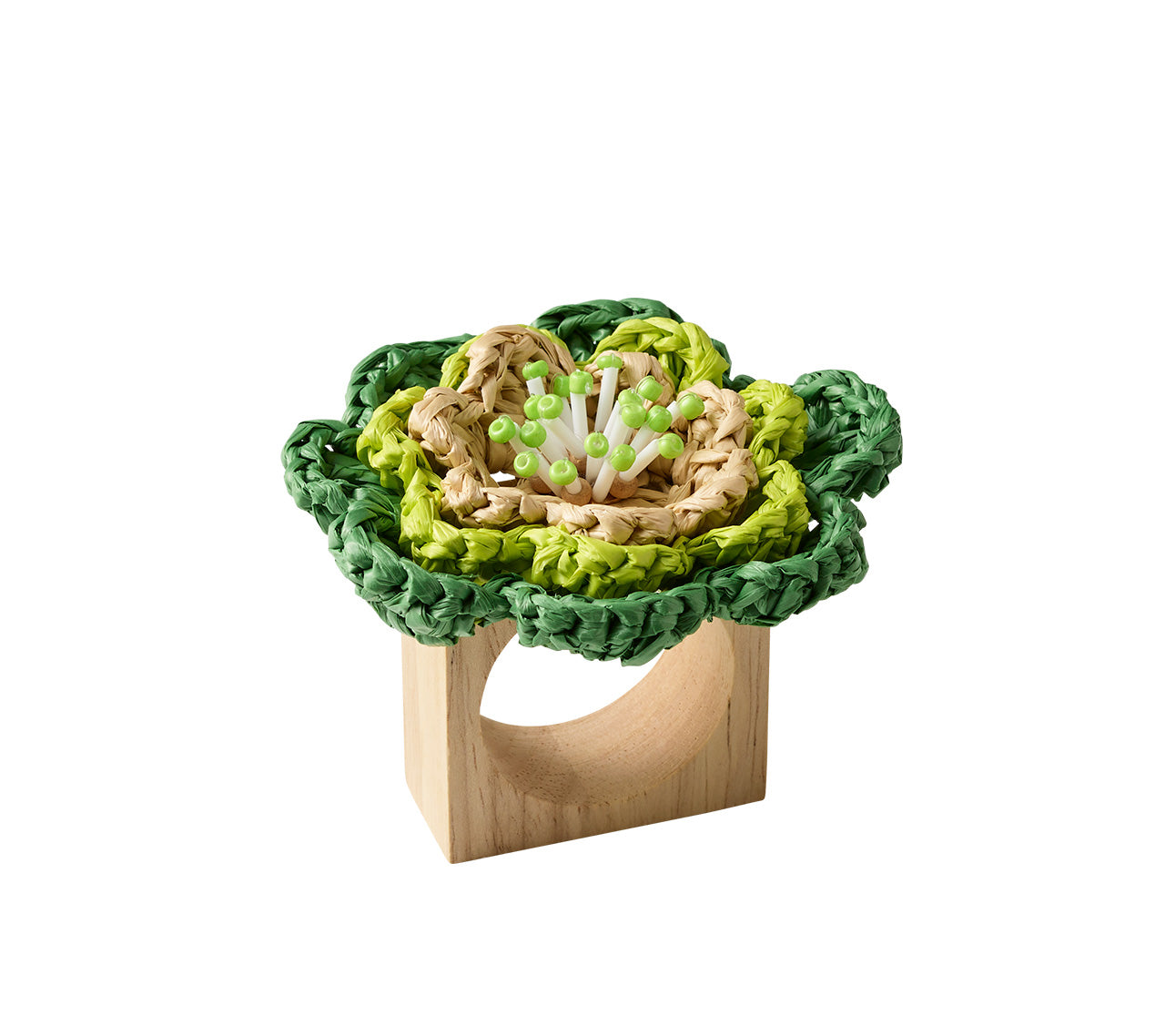 Pareo Napkin Ring in Lime & Green, Set of 4