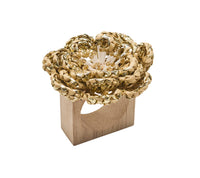 Pareo Napkin Ring in Natural & Gold, Set of 4