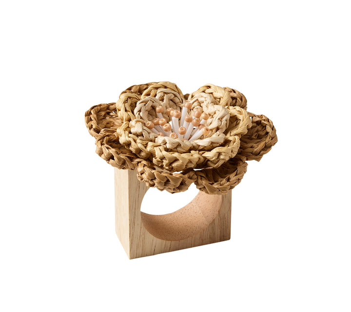 Pareo Napkin Ring in Natural & Brown, Set of 4