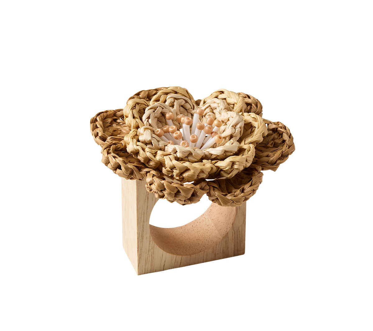 Pareo Napkin Ring in Natural & Brown, Set of 4