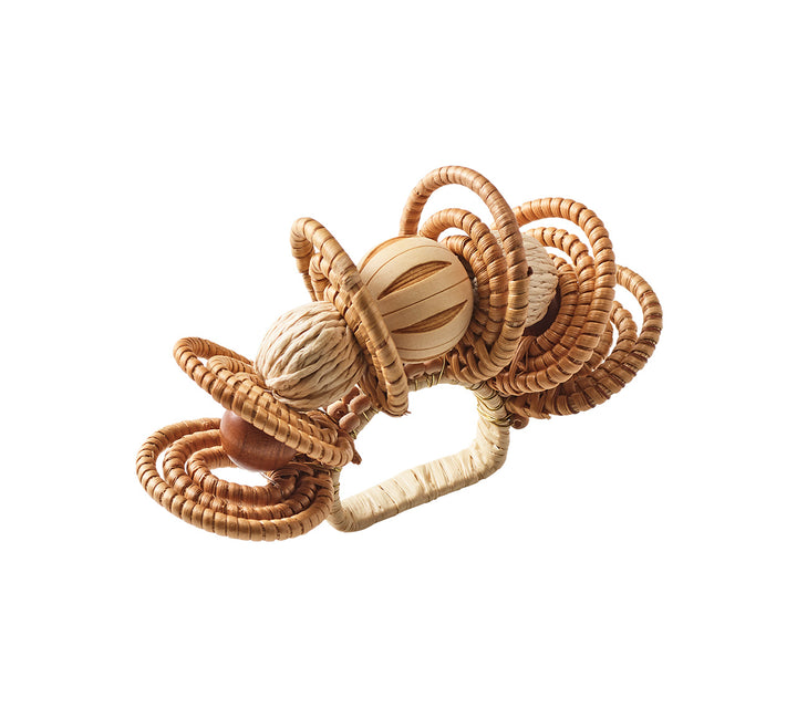 Calypso Napkin Ring in Natural & Brown, Set of 4