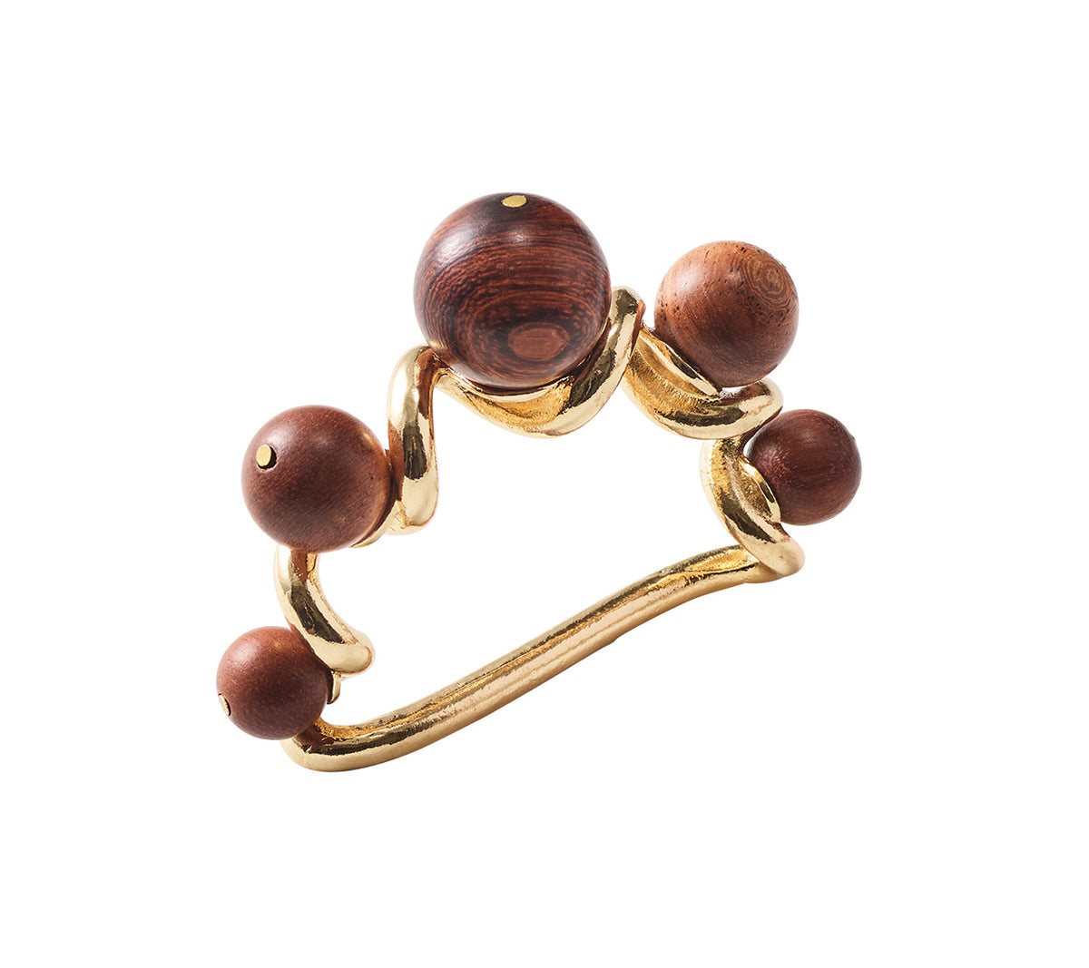 Bois Napkin Ring in Brown & Gold, Set of 4