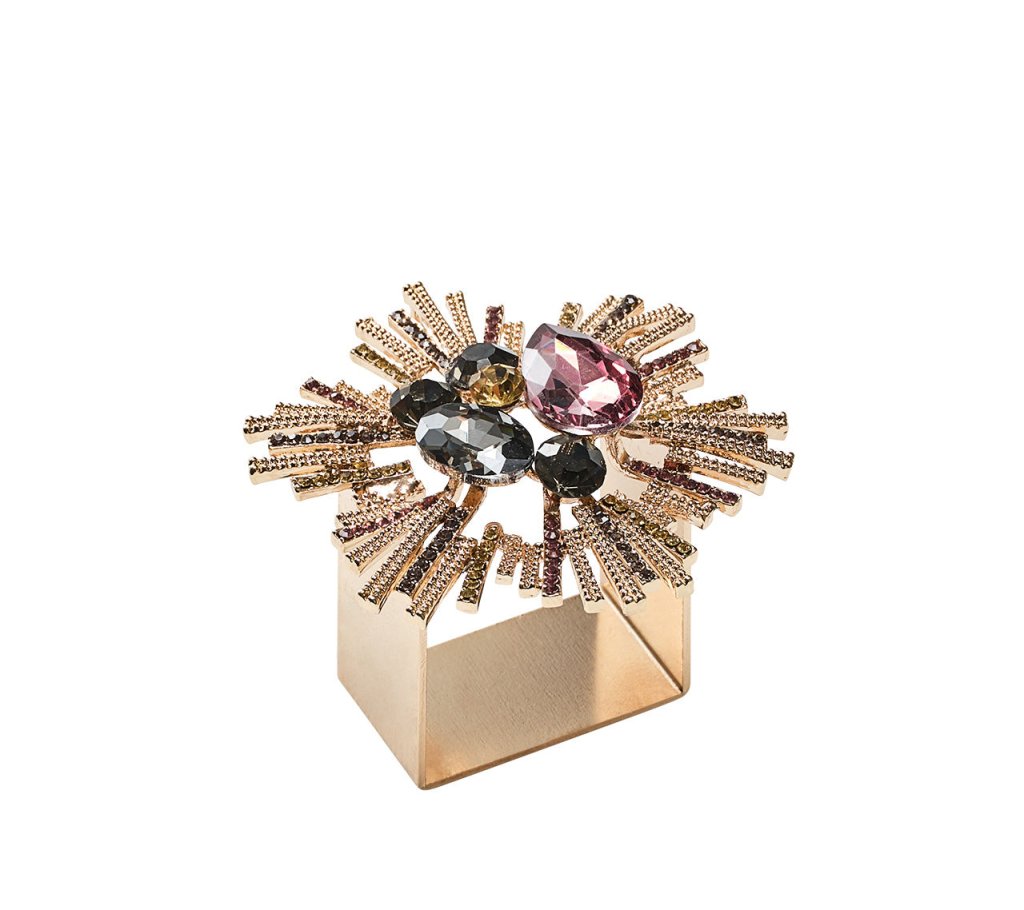 Kim Seybert, Inc.Bijoux Napkin Ring in Plum & Gold, Set of 4 in a Gift Box