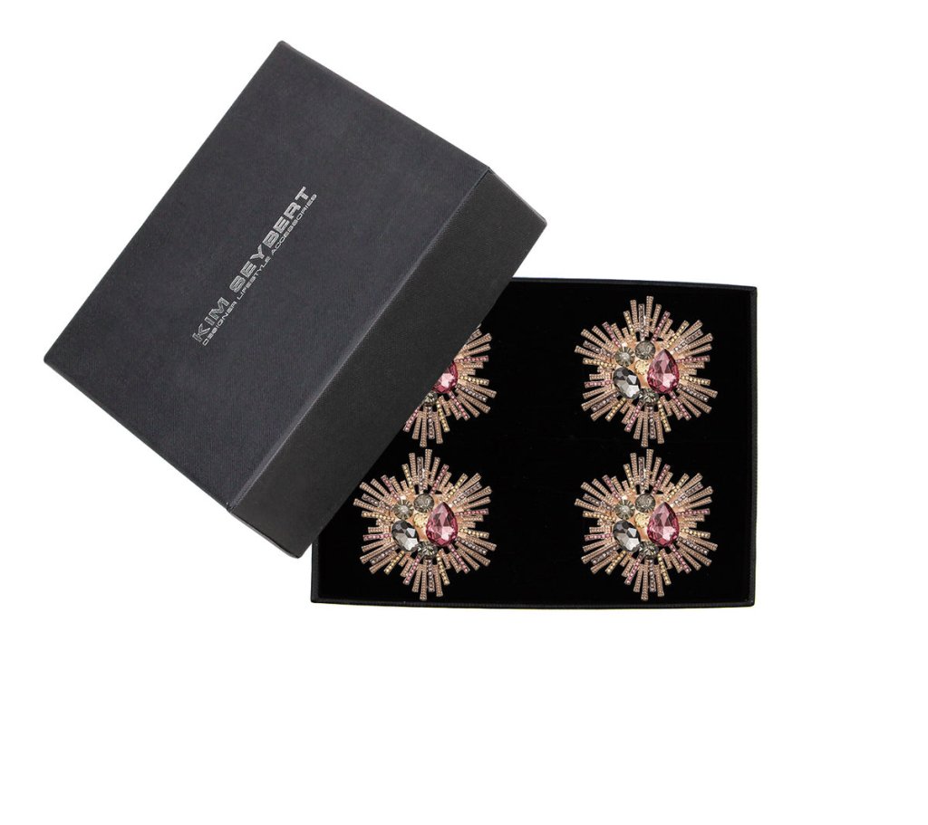 Kim Seybert, Inc.Bijoux Napkin Ring in Plum & Gold, Set of 4 in a Gift Box