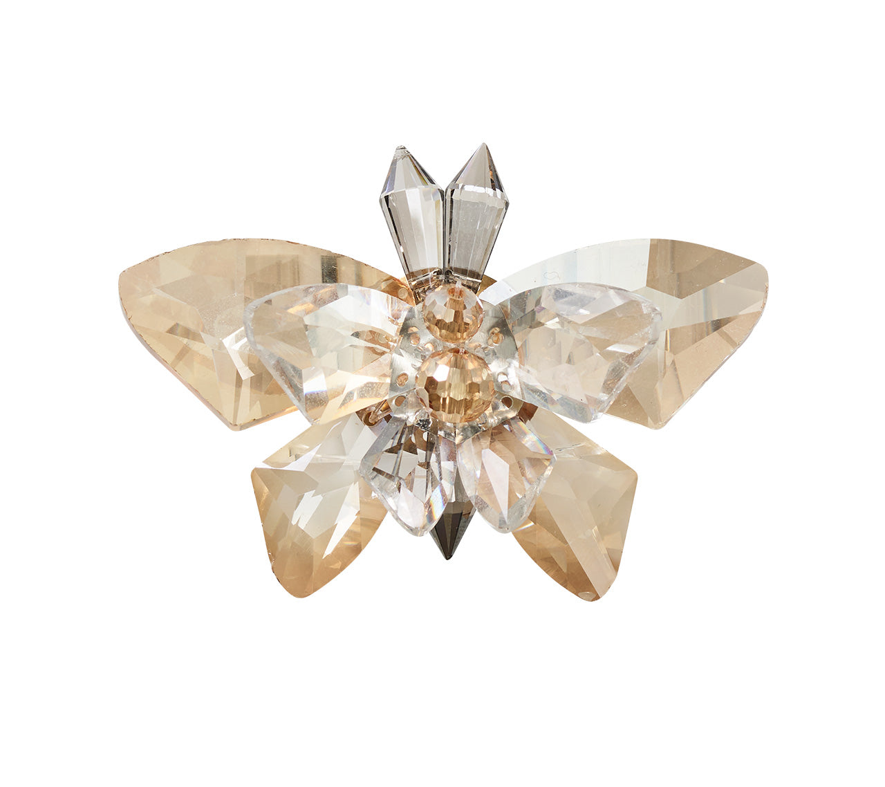 Glasswing Napkin Ring in Champagne & Crystal, Set of 4 in a Gift Box