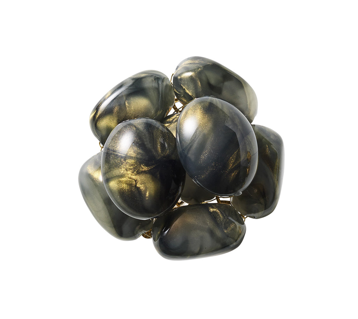 Bonton Napkin Ring in Gray & Gold, Set of 4