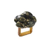 Bonton Napkin Ring in Gray & Gold, Set of 4