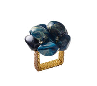 Bonton Napkin Ring in Navy & Gold, Set of 4