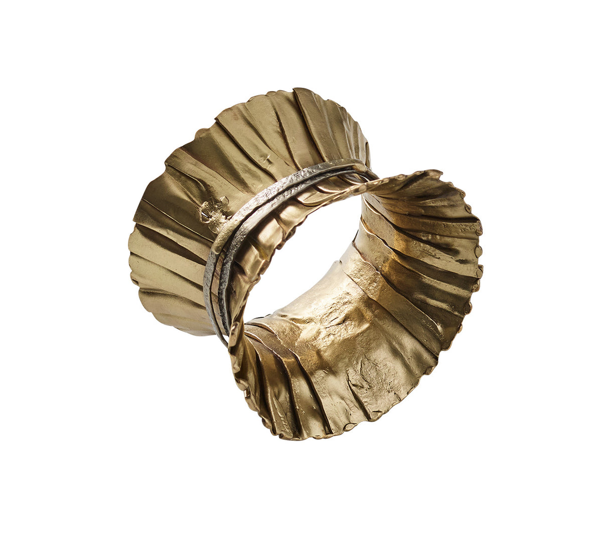 Clinched Napkin Ring in Gold & Silver, Set of 4