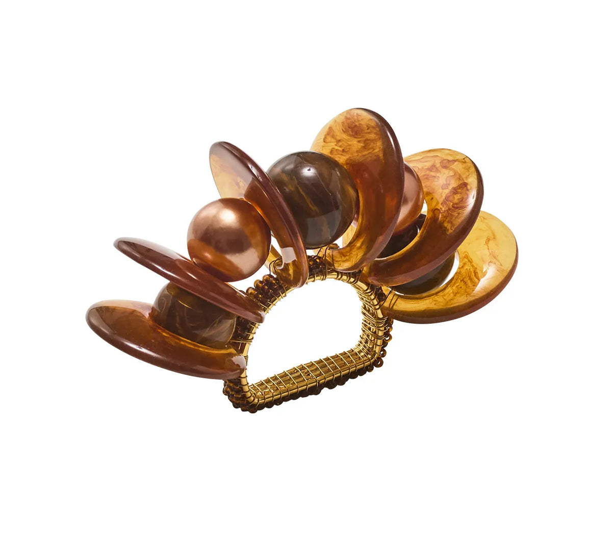 Tortoise Calypso Napkin Ring in Brown, Set of 4