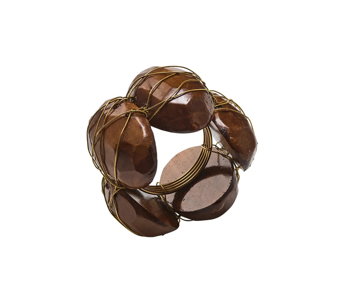 Burl Napkin Ring in Brown, Set of 4