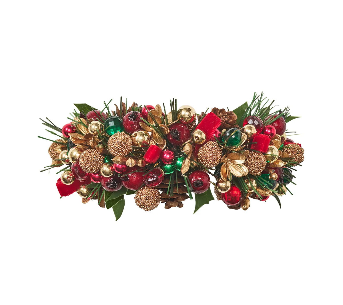 Tinsel Bow Napkin Ring in Red, Green & Gold, Set of 4