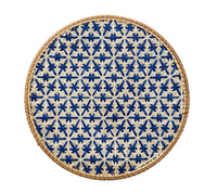 Lanai Placemat in Natural & Blue, Set of 4