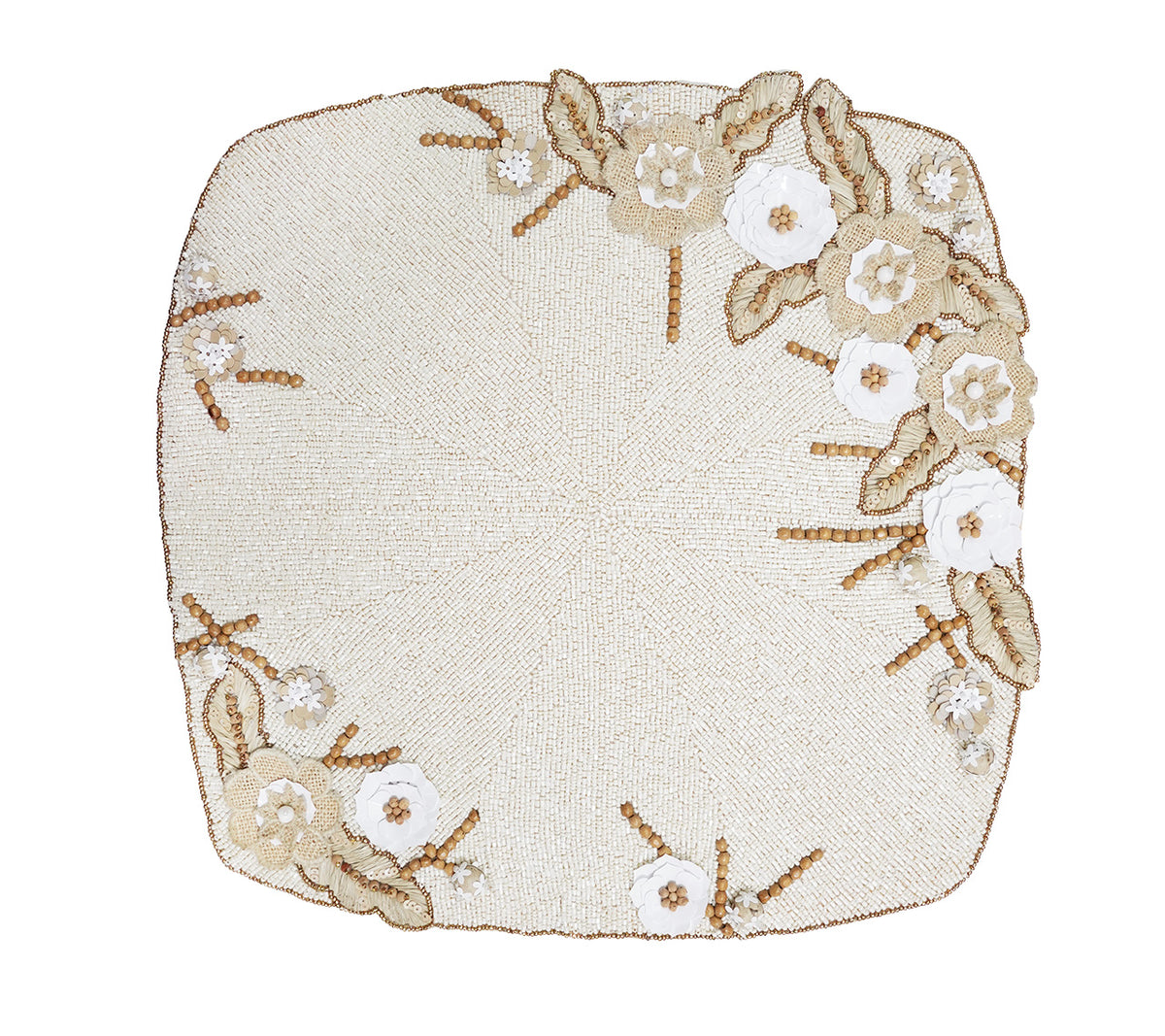 Bramble Placemat in Ivory, Natural & Gold, Set of 2