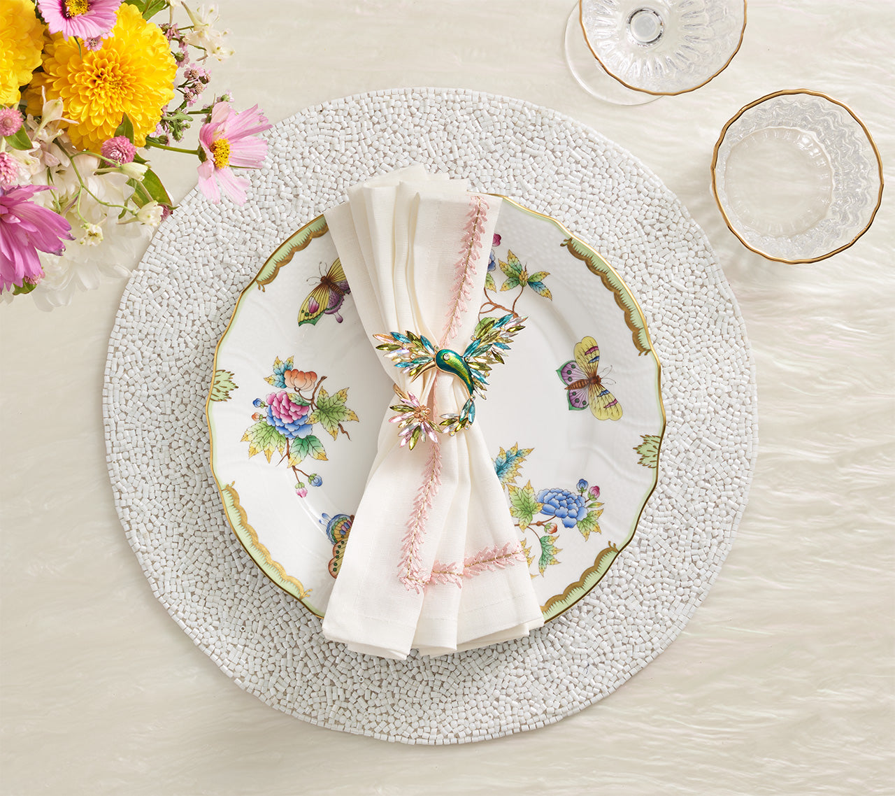 Perennial Placemat in White, Set of 2
